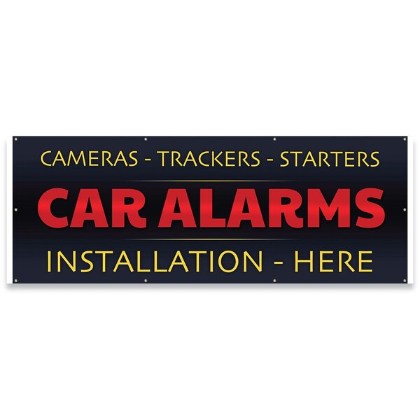Car Alarms Installation Banner Concession Stand Food Truck Single Sided